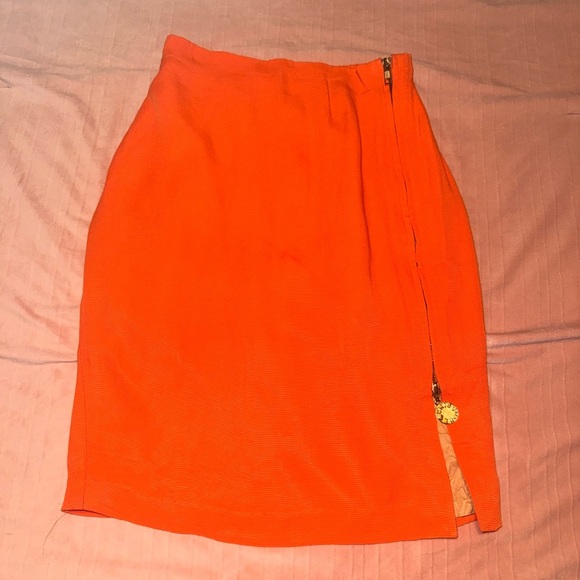 Criscione Dresses & Skirts - Vintage Criscione New York Orange Skirt | XS | Gold Zipper Pull